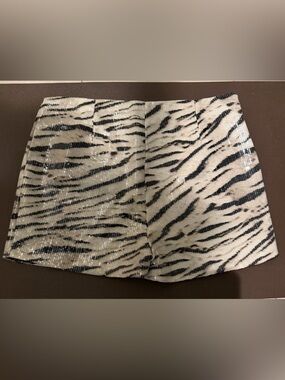 NEW Chic Black Sequin Zebra Print Shorts XL
